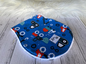 Blue construction burp cloth