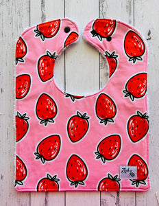 Pink strawberry Feeding Bib