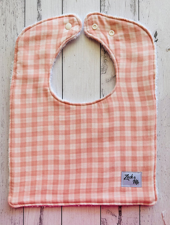 Pink check Feeding Bib