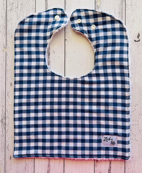 Navy check Feeding Bib