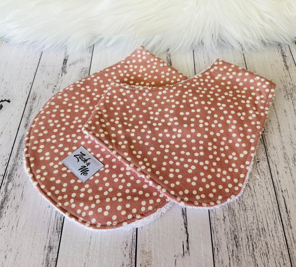 Matching pink with white spot Burp Cloth & Dribble bib